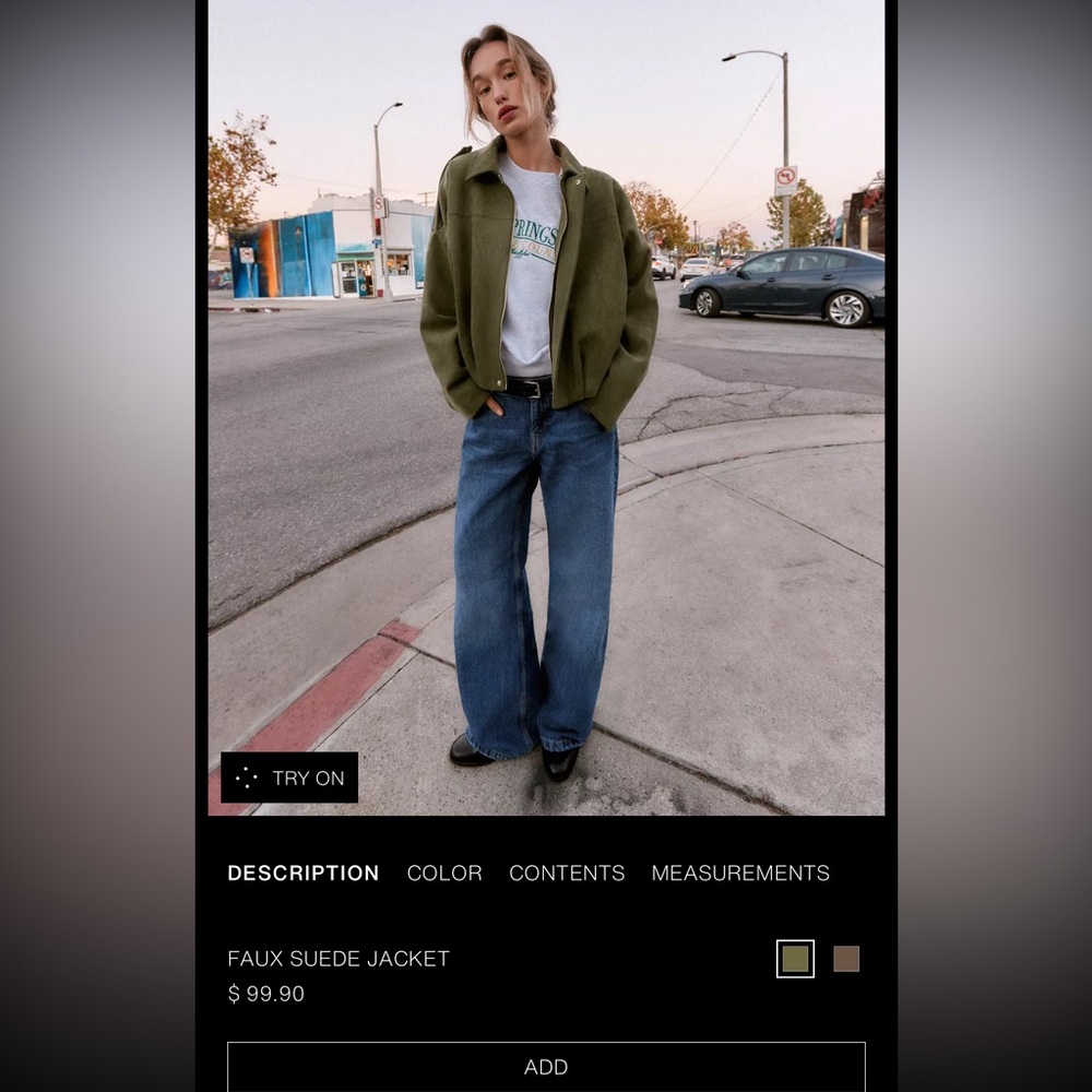 Zara SUEDE EFFECT BOMBER JACKET - Picture 3 of 3